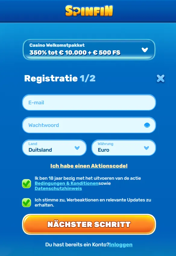 Spinfin registratie